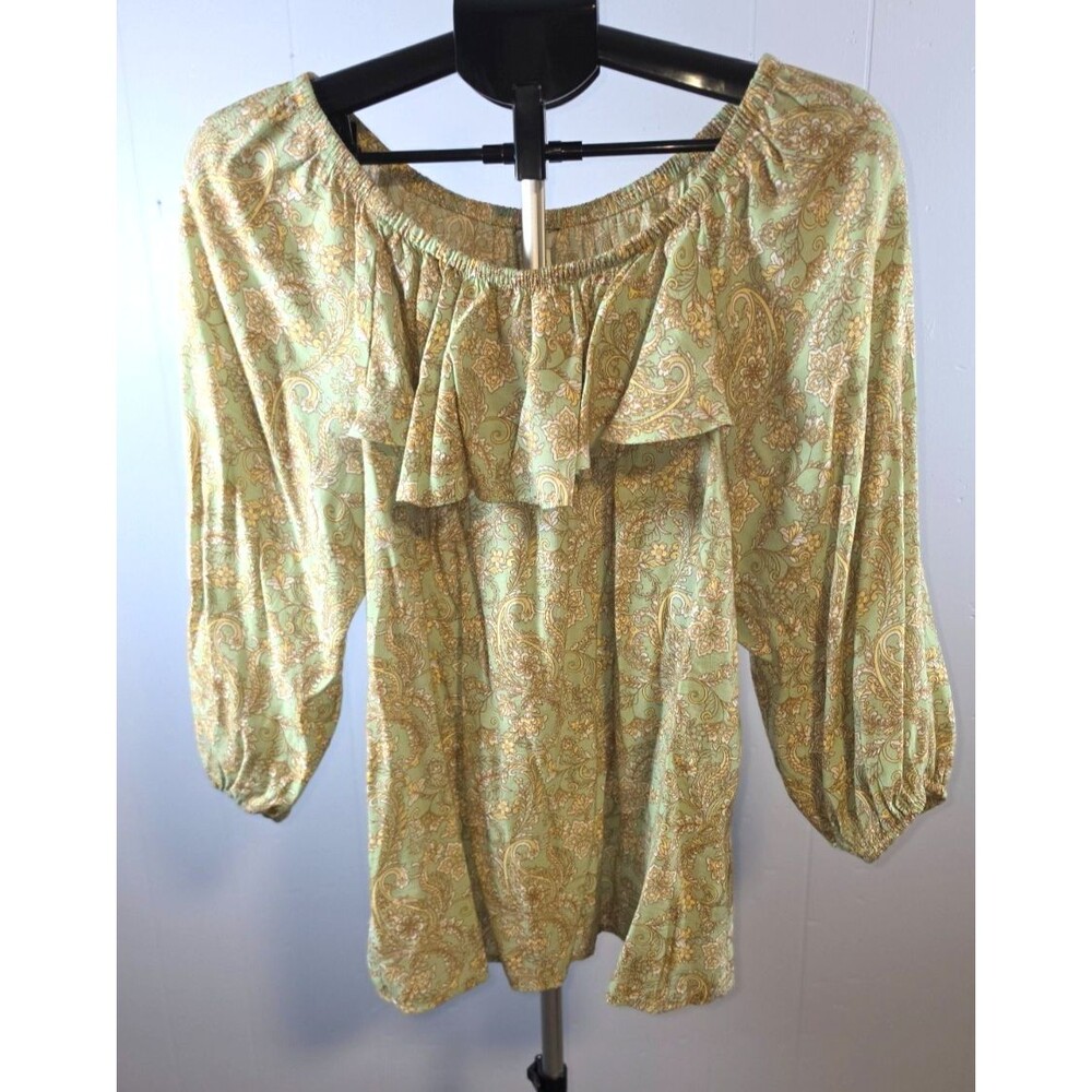 Est 1946 Green Tunic Elastic Neckline On Off Shoulder Design Size Large L